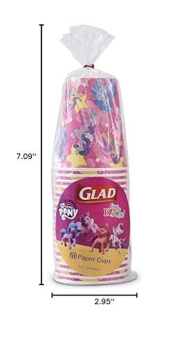 Glad for Kids My Little Pony Paper Cups | My Little Pony Super Stars Kids Drinking Cups | My Little Pony Unicorn Paper Cups for Everyday Use, 9 oz Paper Cups 20 Ct