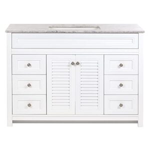 spring mill cabinets rillette bathroom vanity with 2-door cabinet, 4 drawers, and silver ash countertop with integrated white sink, 49" w x 22" d x 35.5" h, white