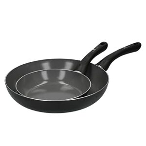 MasterClass Can-to-Pan Ceramic Eco Non-Stick Frying Pan Set, Made from 70% Recycled Aluminium, 20 cm / 28 cm 2-Piece Set,Black