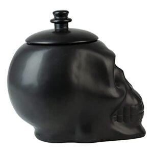 10 Strawberry Street Halloween Ceramic Skull Cookie Jar, 8.5", Matte Black