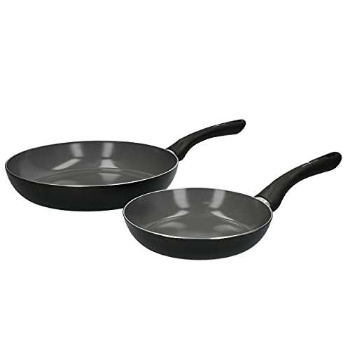 MasterClass Can-to-Pan Ceramic Eco Non-Stick Frying Pan Set, Made from 70% Recycled Aluminium, 20 cm / 28 cm 2-Piece Set,Black