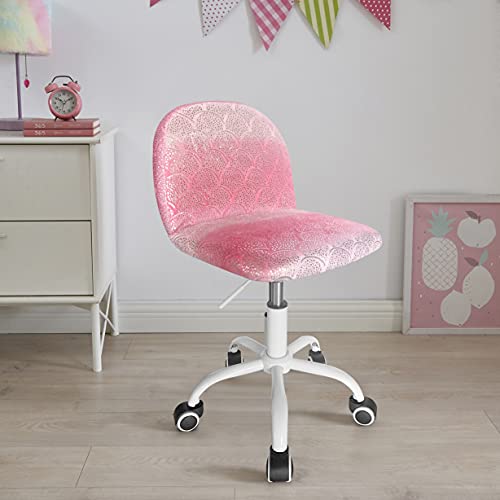 Heritage Kids Kids Rolling Desk Chair, Rainbow Ombre Scallop Faux Fur