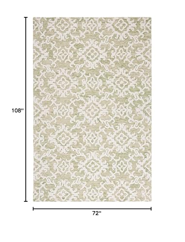 SAFAVIEH Blossom Collection 6' x 9' Light Green/Ivory BLM104W Handmade Premium Wool Living Room Dining Bedroom Area Rug