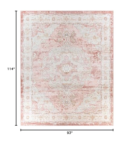 Mark&Day Area Rugs, 8x10 Bethlehem Traditional White Area Rug, Pink Beige Carpet for Living Room, Bedroom or Kitchen (7'9" x 9'6")