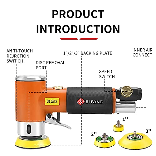 SI FANG® Mini Air Sander 1" 2" 3", Air Sanders for Auto Body Work 20,000RPM High Speed Mini Polisher, Pneumatic Sander, Polishing/Sanding Kit 51 PCS