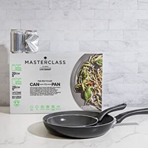 MasterClass Can-to-Pan Ceramic Eco Non-Stick Frying Pan Set, Made from 70% Recycled Aluminium, 20 cm / 28 cm 2-Piece Set,Black