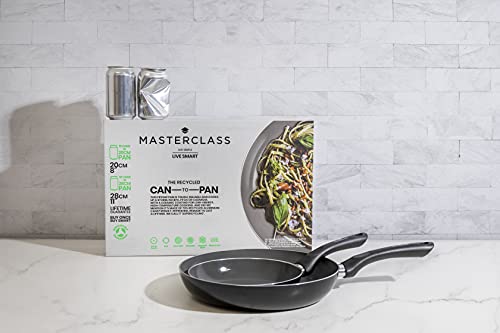 MasterClass Can-to-Pan Ceramic Eco Non-Stick Frying Pan Set, Made from 70% Recycled Aluminium, 20 cm / 28 cm 2-Piece Set,Black