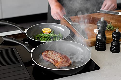 MasterClass Can-to-Pan Ceramic Eco Non-Stick Frying Pan Set, Made from 70% Recycled Aluminium, 20 cm / 28 cm 2-Piece Set,Black