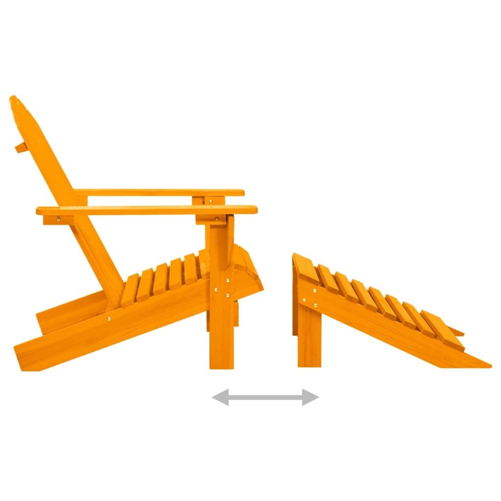 vidaXL Patio Adirondack Chair with Detachable Ottoman – Solid Fir Wood, Outdoor Lounging Furniture, Weather Resistant, Ergonomically Designed, Adjustable - Unique Vibrant Orange Color