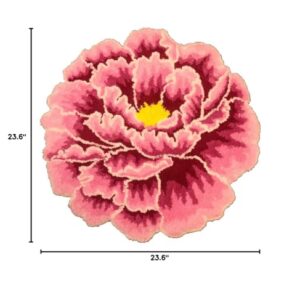 Judy Dre am Pink Peony Flower Area Rugs for Bedroom Kitchen Bathroom Floral Round Rugs Soft Bath Rug Mat Modern Washable Non-Slip Shower Bathtub Mat for Christmas Home Party