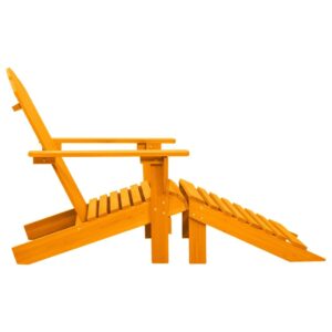 vidaXL Patio Adirondack Chair with Detachable Ottoman – Solid Fir Wood, Outdoor Lounging Furniture, Weather Resistant, Ergonomically Designed, Adjustable - Unique Vibrant Orange Color