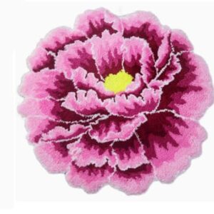 Judy Dre am Pink Peony Flower Area Rugs for Bedroom Kitchen Bathroom Floral Round Rugs Soft Bath Rug Mat Modern Washable Non-Slip Shower Bathtub Mat for Christmas Home Party