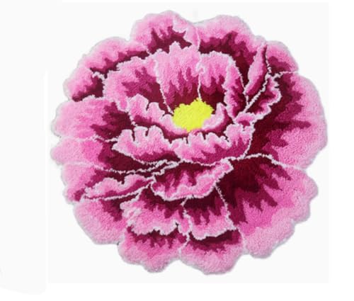 Judy Dre am Pink Peony Flower Area Rugs for Bedroom Kitchen Bathroom Floral Round Rugs Soft Bath Rug Mat Modern Washable Non-Slip Shower Bathtub Mat for Christmas Home Party