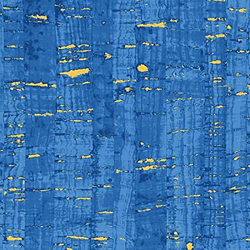 Metallic Blender Fabric - Uncorked - Cork Look-A-Like with Metallic - 50107M-41 - True Blue - by The Half Yard