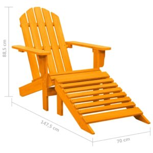 vidaXL Patio Adirondack Chair with Detachable Ottoman – Solid Fir Wood, Outdoor Lounging Furniture, Weather Resistant, Ergonomically Designed, Adjustable - Unique Vibrant Orange Color