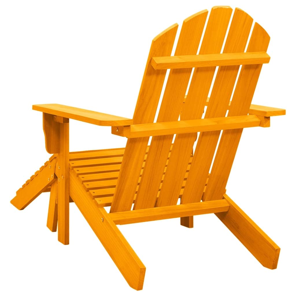 vidaXL Patio Adirondack Chair with Detachable Ottoman – Solid Fir Wood, Outdoor Lounging Furniture, Weather Resistant, Ergonomically Designed, Adjustable - Unique Vibrant Orange Color