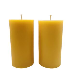 Large Beeswax Pillar Candles - 2 Pack of 100% Pure Beeswax Candles - 3x6 Large Candles, Clean Burning, 80 Hours Each - Smokeless, Dripless, Unscented Candles - Alternative Imagination