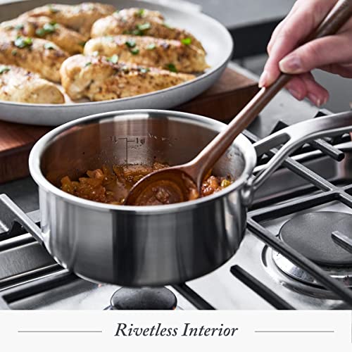 Merten & Storck Tri-Ply Stainless Steel 1.5QT Saucepan Pot with Lid, Professional Cooking, Multi Clad, Measurement Markings, Drip-Free Pouring Edges,Durable Glass Lid, Induction,Oven & Dishwasher Safe