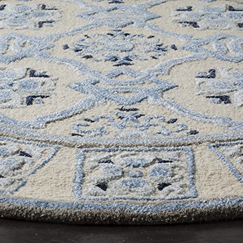 SAFAVIEH Bella Collection Accent Rug - 2'3" x 5', Ivory & Blue, Handmade Wool & Viscose, Ideal for High Traffic Areas in Entryway, Living Room, Bedroom (BEL155A)