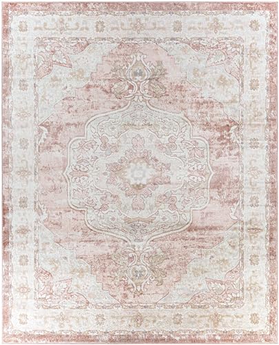 Mark&Day Area Rugs, 8x10 Bethlehem Traditional White Area Rug, Pink Beige Carpet for Living Room, Bedroom or Kitchen (7'9" x 9'6")