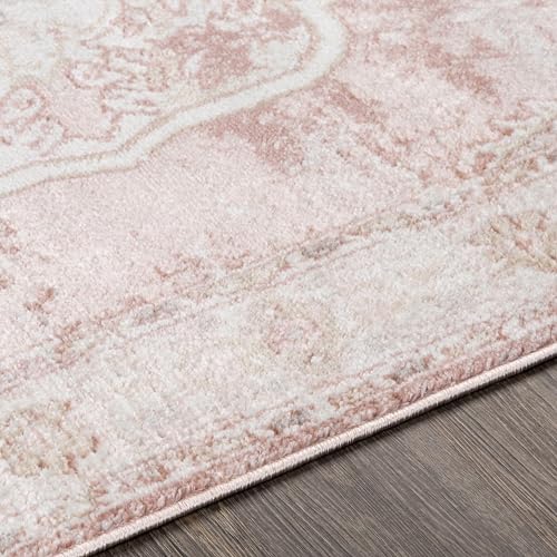 Mark&Day Area Rugs, 8x10 Bethlehem Traditional White Area Rug, Pink Beige Carpet for Living Room, Bedroom or Kitchen (7'9" x 9'6")