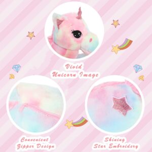 Muiteiur 43.4" Large Pink Unicorn Plush Pillow - Soft Stuffed Animal Toy Gift for Girls