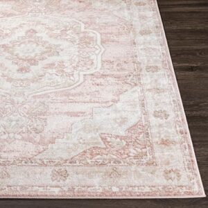 Mark&Day Area Rugs, 8x10 Bethlehem Traditional White Area Rug, Pink Beige Carpet for Living Room, Bedroom or Kitchen (7'9" x 9'6")