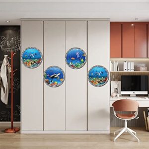 Ocean Animals World Under Sea Decor Includ Sea Turtles Dolphins Fishes 3 Pcs Removable 3D Peel and Stick Vinyl Stickers for Bathroom,Wall Decor,Wall Stickers,Bedroom,Furniture