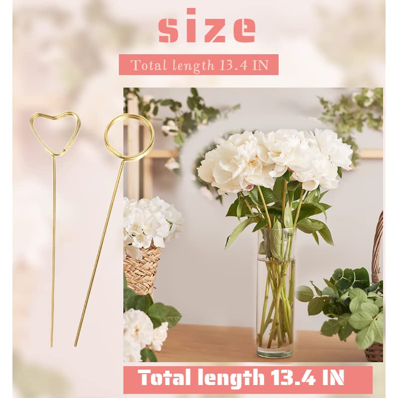 40 Pieces Metal Floral Place Card Holder Metal Wire Floral Place Card Holder Pick Photo Clip Memo Holder for Wedding Birthday 13 Inch (Heart Style,40 Pieces)