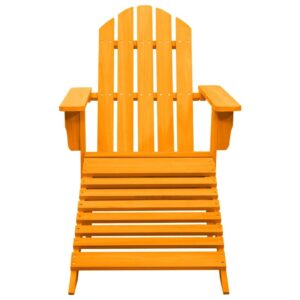 vidaXL Patio Adirondack Chair with Detachable Ottoman – Solid Fir Wood, Outdoor Lounging Furniture, Weather Resistant, Ergonomically Designed, Adjustable - Unique Vibrant Orange Color