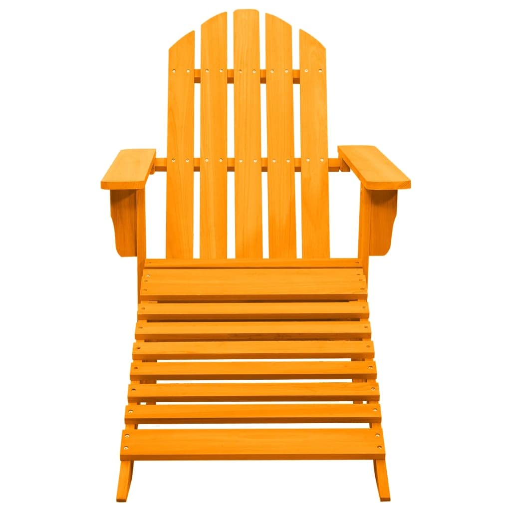 vidaXL Patio Adirondack Chair with Detachable Ottoman – Solid Fir Wood, Outdoor Lounging Furniture, Weather Resistant, Ergonomically Designed, Adjustable - Unique Vibrant Orange Color