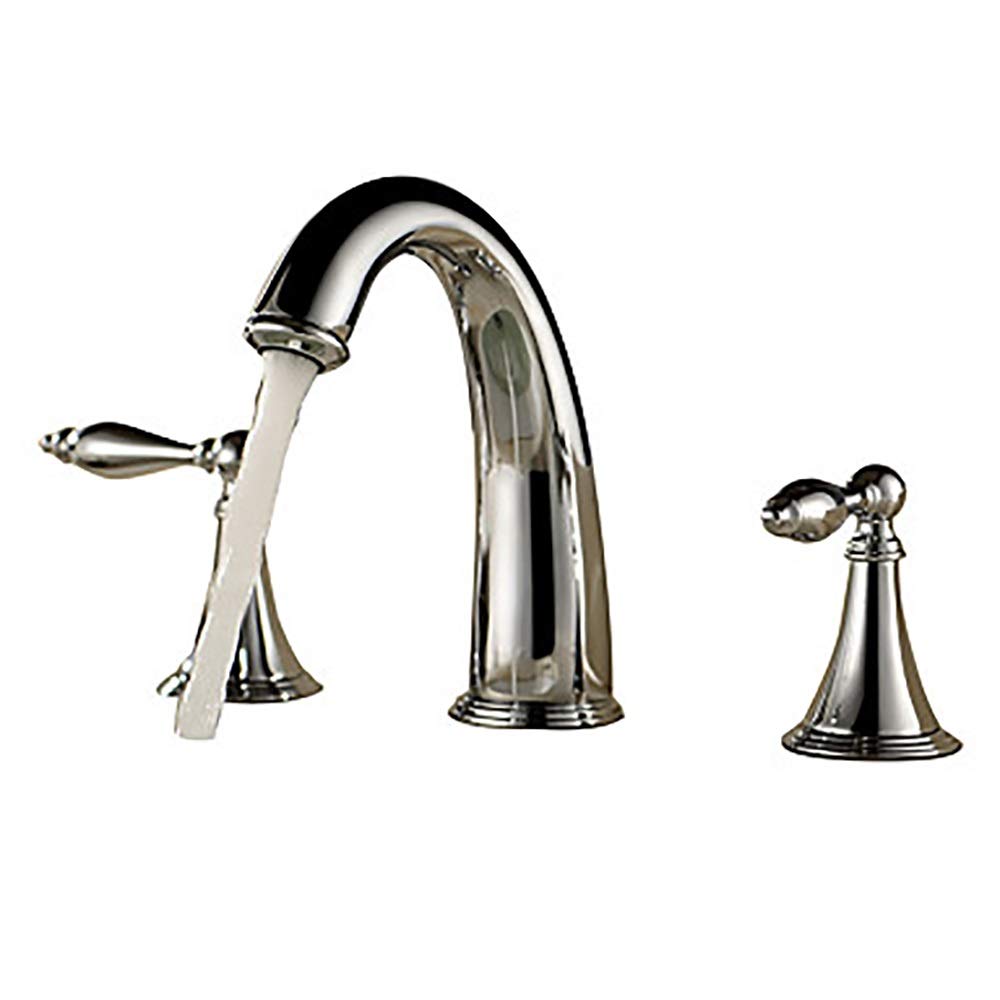 Raxinbang Modern Silver Bathroom Sink Faucet - Waterfall Chrome Three-Hole/Two-Handle Three-Hole Bath Faucet Kitchen Faucet