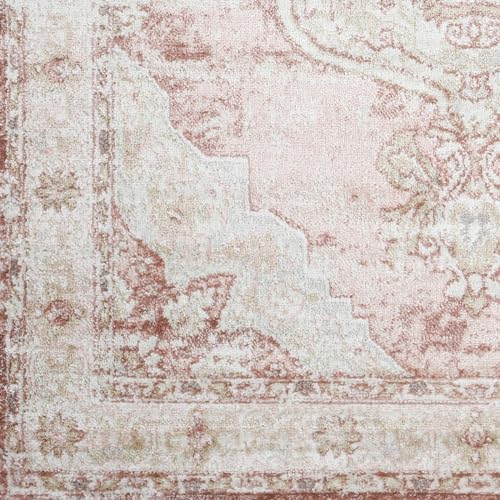 Mark&Day Area Rugs, 8x10 Bethlehem Traditional White Area Rug, Pink Beige Carpet for Living Room, Bedroom or Kitchen (7'9" x 9'6")