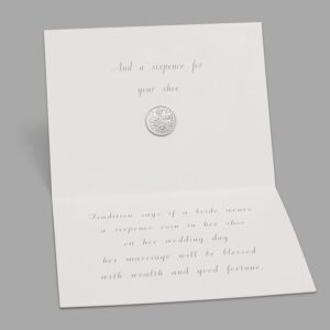 Old Sixpence Coin and Wedding Card for Bride, Something Old, Something New, Something Borrowed, Something Blue, and a Sixpence for Her Shoe. (1954~1967)