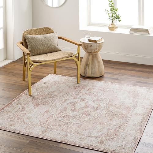 Mark&Day Area Rugs, 8x10 Bethlehem Traditional White Area Rug, Pink Beige Carpet for Living Room, Bedroom or Kitchen (7'9" x 9'6")