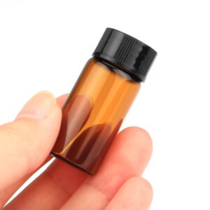 USRommaner 50 Pack,5ml (1/6 oz) Amber Glass Essential Oil Bottle with Screw Caps,Empty Refillable Travel Glass Liquid Sample Vial Preservation Storage Vials Test Container-FREE Funnel&Dropper