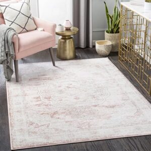 mark&day area rugs, 8x10 bethlehem traditional white area rug, pink beige carpet for living room, bedroom or kitchen (7'9" x 9'6")