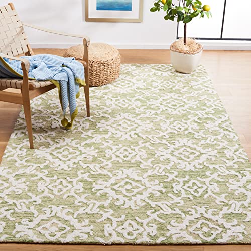 SAFAVIEH Blossom Collection 6' x 9' Light Green/Ivory BLM104W Handmade Premium Wool Living Room Dining Bedroom Area Rug