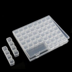 1 Pack Diamond Embroidery Box Storage Organizer with 56 Mini Compartments Grids DIY Jewelry Bead Gem Container, Clear