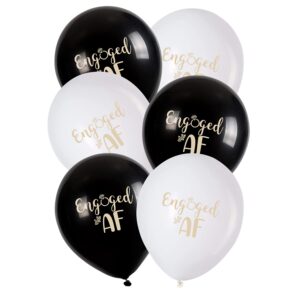 20 pcs 12 inch engaged af latex balloons, design for engagement bridal shower, wedding party decorations, photo prop (10 pcs white color, 10 pcs black color)