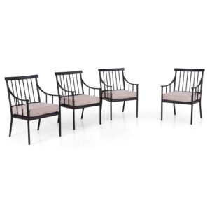 sophia & william metal outdoor dining chairs with seat cushion, black patio chairs set of 4, patio bistro conversation furniture set for porch yard balcony, load capacity: 300lbs