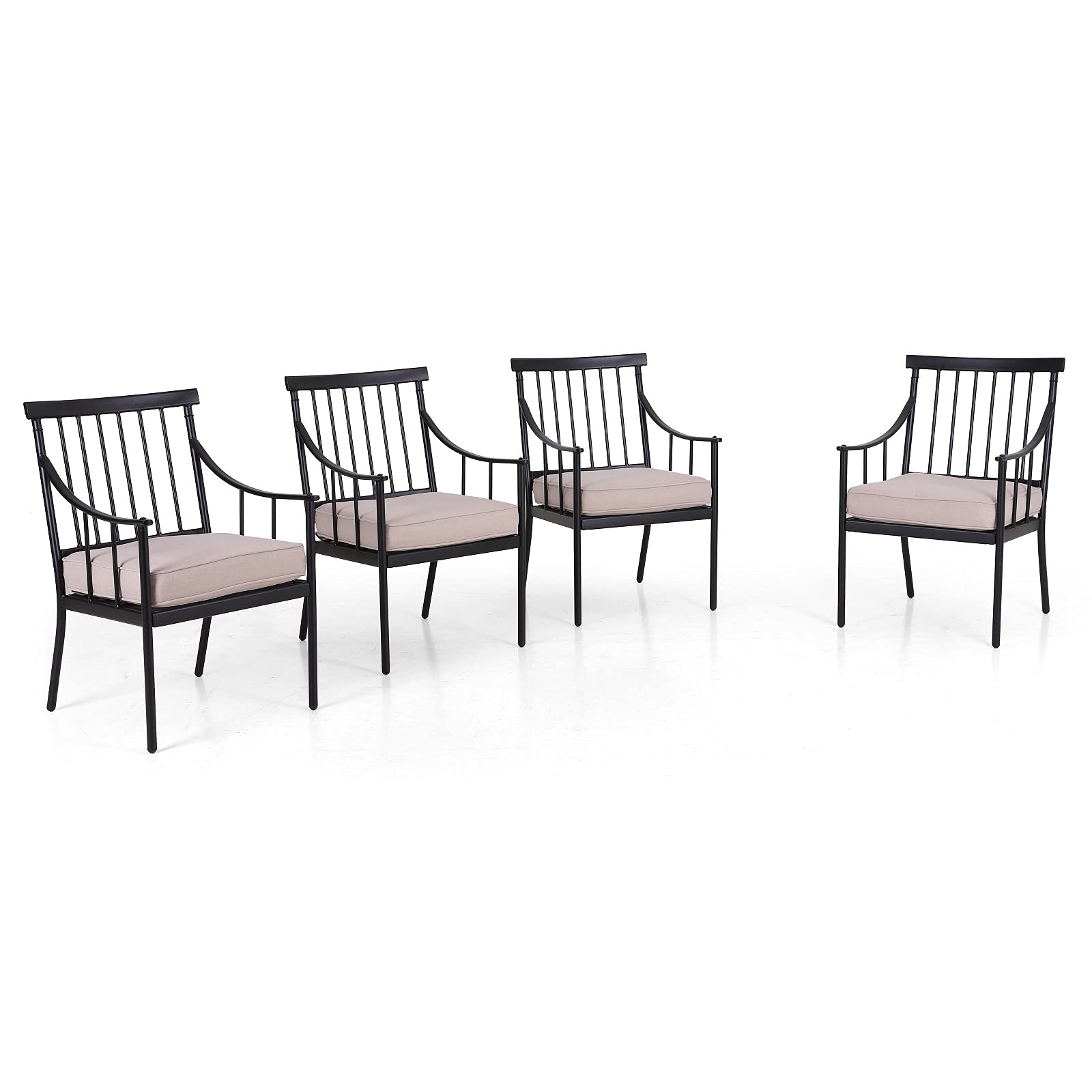 Sophia & William Metal Outdoor Dining Chairs with Seat Cushion, Black Patio Chairs Set of 4, Patio Bistro Conversation Furniture Set for Porch Yard Balcony, Load Capacity: 300lbs