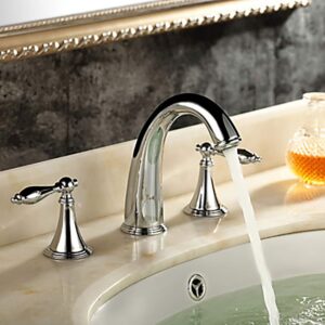 Raxinbang Modern Silver Bathroom Sink Faucet - Waterfall Chrome Three-Hole/Two-Handle Three-Hole Bath Faucet Kitchen Faucet