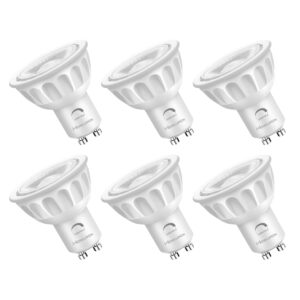 wowlumen gu10 led light bulbs, mr16 gu10 base bulb replacement for recessed track lighting, 5000k daylight 5w 500lm 40° spotlight for kitchen, range hood, living room, bedroom,6 pack