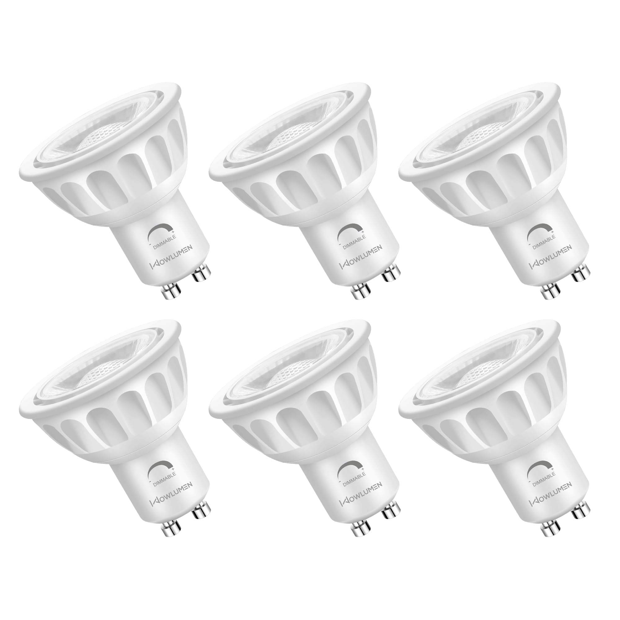 WOWLUMEN GU10 LED Light Bulbs, MR16 GU10 Base Bulb Replacement for Recessed Track Lighting, 5000K Daylight 5W 500LM 40° Spotlight for Kitchen, Range Hood, Living Room, Bedroom,6 Pack