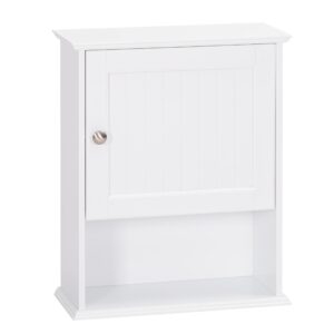 spirich bathroom cabinet wall mounted with single door, wood hanging cabinet with adjustable shelf white