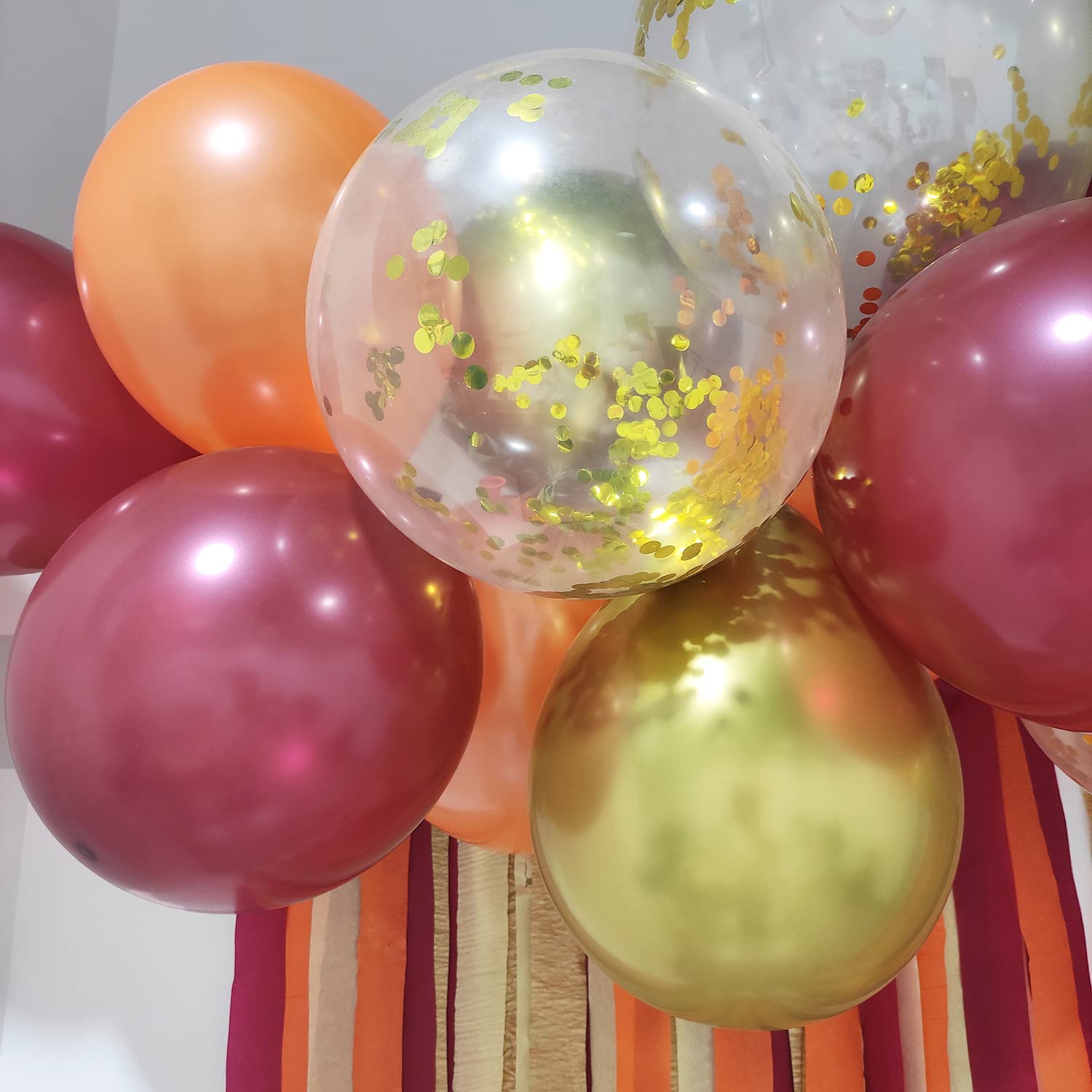 Fall Balloons/Maroon and Orange Balloons Fall Birthday Party Decorations Thanksgiving Decorations 20pcs Burgundy Orange Gold Confetti Balloons for Fall Bridal Shower Decorations