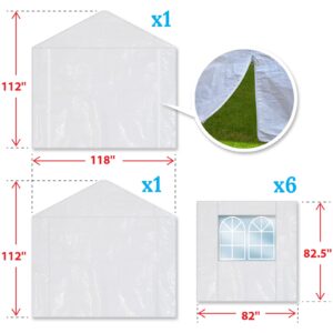 YardGrow 10'x20’ Carport Sidewall only Tent Replacement Kit Enclosed Panels with 2 Sidewalls and 2 Doors, 1 Door with Zipper