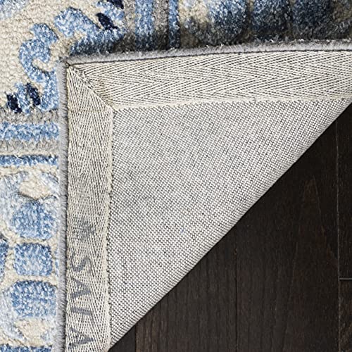 SAFAVIEH Bella Collection Accent Rug - 2'3" x 5', Ivory & Blue, Handmade Wool & Viscose, Ideal for High Traffic Areas in Entryway, Living Room, Bedroom (BEL155A)