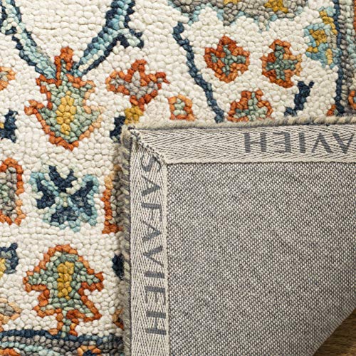 SAFAVIEH Aspen Collection X-Large Area Rug - 11' x 15', Ivory & Blue, Handmade Boho Wool, Ideal for High Traffic Areas in Living Room, Bedroom (APN308A)